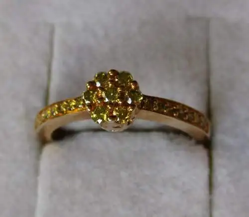 Goldring 375 Gold Weißgold Diamant Brillant Verlobungsring Blüte (129059)