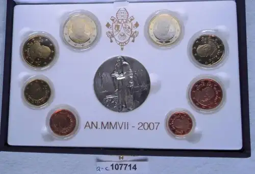 seltener Vatikan / Vatican KMS Kursmünzensatz Coin Set 2007 PP (107714)