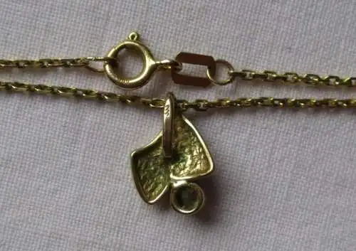 elegante 585er Gold Damen Halskette m. 333er Gold Anhänger Schmuckstein (155705)