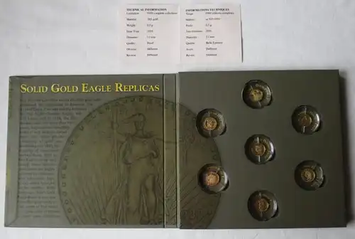 Solid Gold Eagle Replicas berühmte USA Anlagemünzen 7x 0,5 Gramm Gold (134768)