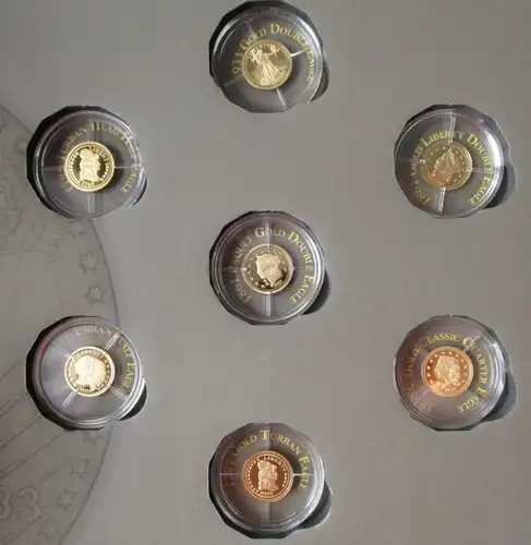 Solid Gold Eagle Replicas berühmte USA Anlagemünzen 7x 0,5 Gramm Gold (134768)