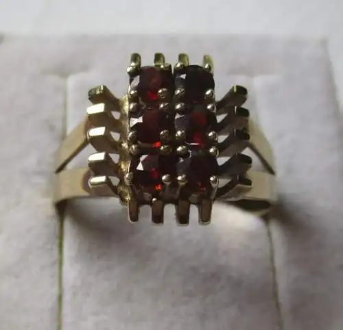 eleganter Damen Ring Granatschmuck aus 333er Gold mit 6 Granatsteinen (123347)