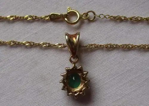 collier femme en or 585 de haute qualité avec diamant + pendentif en pierre précieuse (103238)