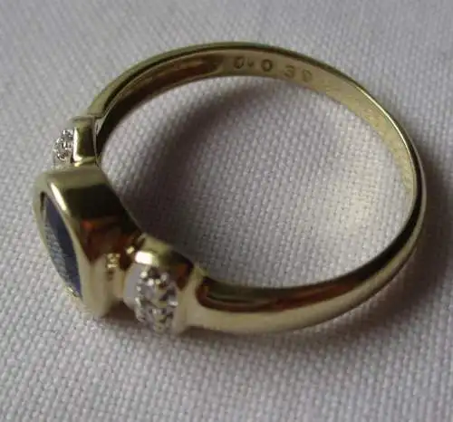 bague pour femmes en or 585 de haute qualité avec diamants et saphir (100838)