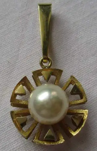 Magnifique pendentif en chaîne 585 or avec perle (13504)