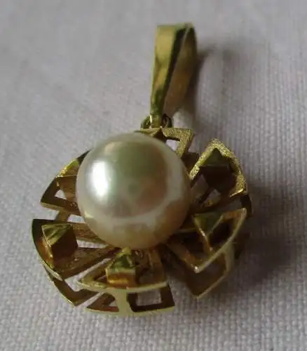 Magnifique pendentif en chaîne 585 or avec perle (13504)