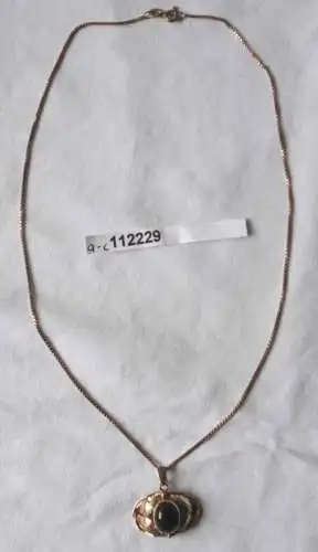 beau collier 333er or et pendentif avec pierre verte (112229)