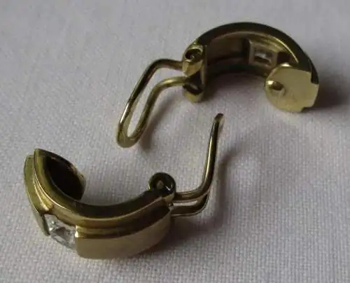 elegante 333er Gold Ohrringe Ohrklipser mit klarem Edelstein (121455)