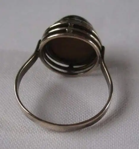 charmanter 333er Gold Ring Fischlandschmuck mit braunem Stein um 1930 (155138)