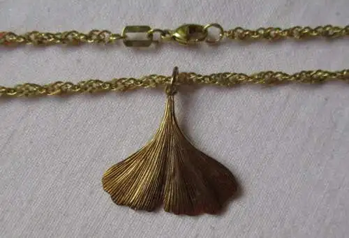 elegante 333er Gold Damenkette mit 375er Gold Ginkgoblatt Anhänger (153398)