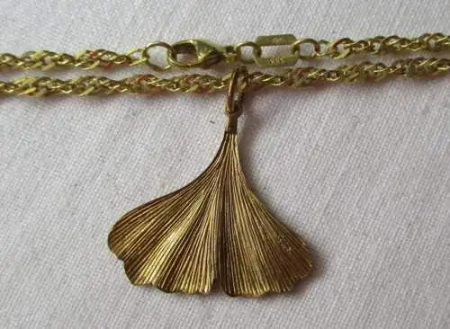 élégant bordeau d'or 333 avec 375 or ginkgo pendentif (153398)