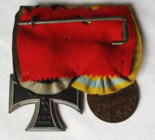 2er Ordensspange Sachsen Friedrich August Medaille + Eisernes Kreuz (145792)