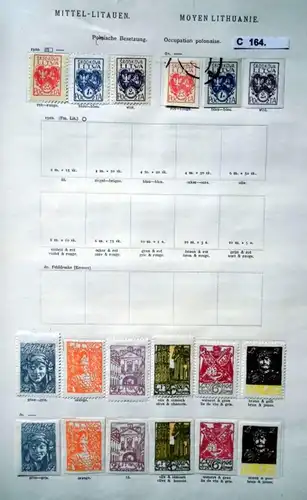 collection rare de timbres Lituanie Instrumentation polonaise 1920/1921