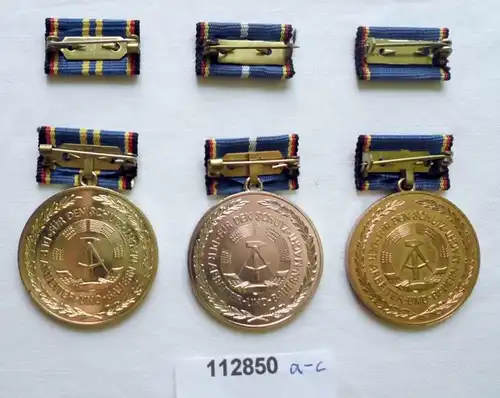 3 x DDR Medaillen Landesverteidigung Gold Silber Bronze im Etui (112850)