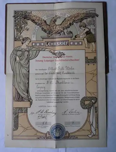Lettre d'enseignement Leipzig Buchimber avec autographe de F.A.Brockhaus 1906 (118641)