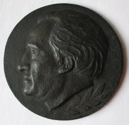 einseitige Eisenguss Medaille Plakette Goethe Preis Lorbeer Ø 12,5 cm (152425)