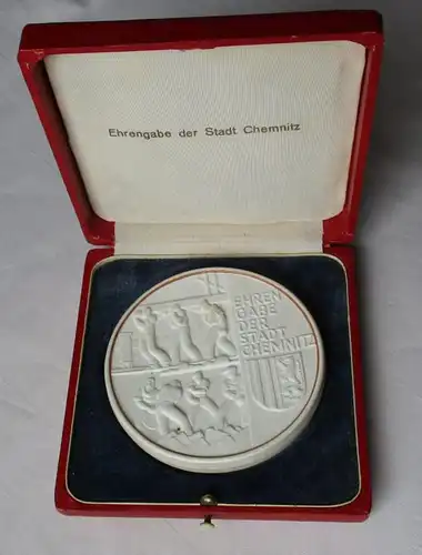 Porzellan Medaille Ehrengabe der Stadt Chemnitz - Alle Kraft dem Aufbau (134837)