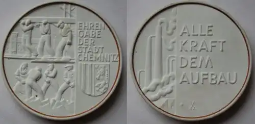 Médaille de porcelaine Don d'honneur à la ville de Chemnitz - Toute la force de la construction (134837)