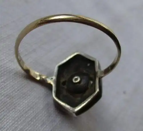 eleganter 333er Goldring mit Perle im Art Déco Stil (127478)