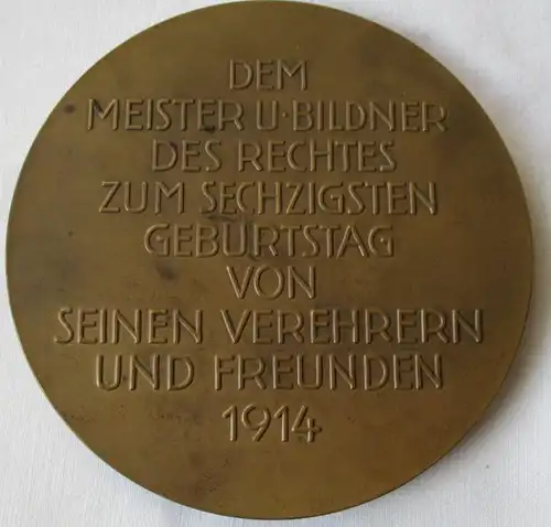 Rare médaille de bronze Franz Klein 60e anniversaire du juriste 1914 (145913)