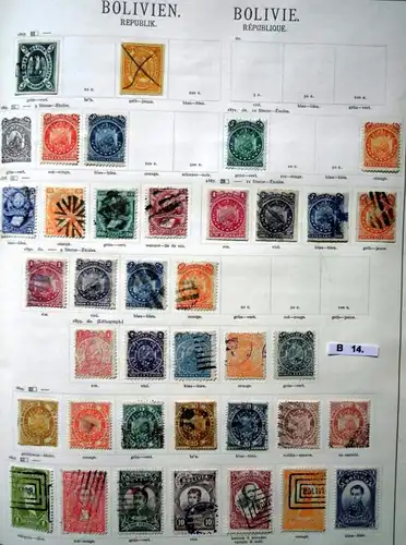 belle collection de timbres de haute qualité Bolivie à partir de 1867