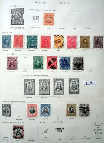 belle collection de timbres de haute qualité Bolivie à partir de 1867