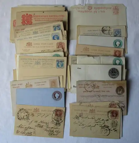 Sammlung 66x Ganzsache Briefe und Postkarten Indien Travancore Rajpipla (109402)