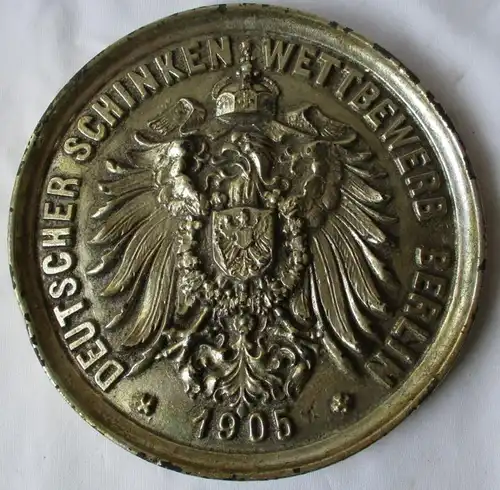 seltene Bronze Guss Plakette Deutscher Schinken Wettbewerb Berlin 1905 (140867)