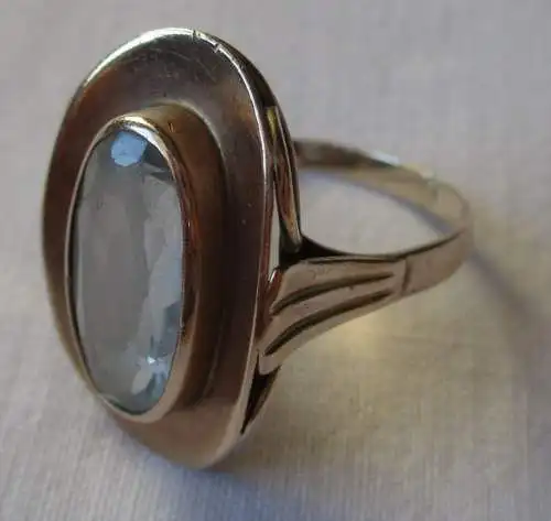 dekorativer 333er Gold Ring mit großem blauem Schmuckstein (112471)