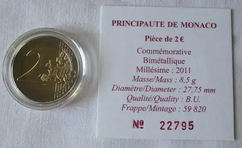 2 Euro Monaco 2011 Gedenkmünze Fürst Albert II und Charlene Hochzeit (141035)