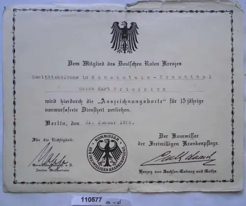 4 Documents Membres du Collège d'Administration de la Croix rouge 1926-1936 (110577)