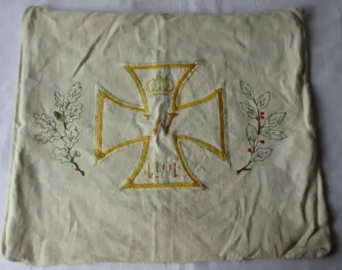 Patriotiques brodé Coussin d'oreiller Croix de fer 1914 1ère guerre mondiale (122792)