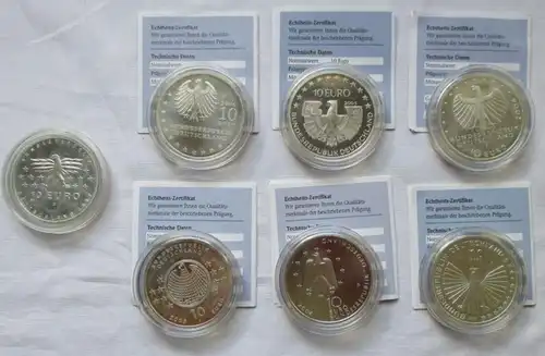 Collection 7x 10 Euro Pièces commémoratives BRD ISS, Traité de Rome, Dresde (108173)