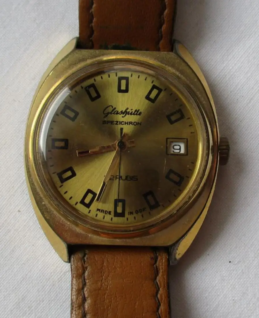 elegante GUB Glashütte Armbanduhr Spezichron 22 Rubis Datumsanzeige (140564) 1