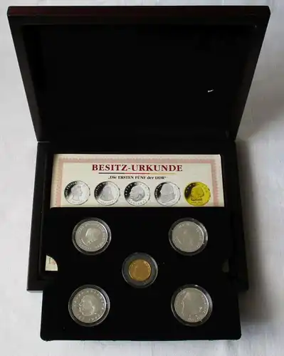 Collection Les CINQ PREMIÈRES DE LA RDA 4 Pièces d'argent & Or 2009 MB (119075)