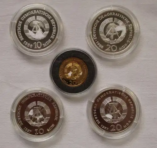Kollektion Die ERSTEN FÜNF der DDR 4 Silbermünzen & Goldmünze 2009 MB (119075)