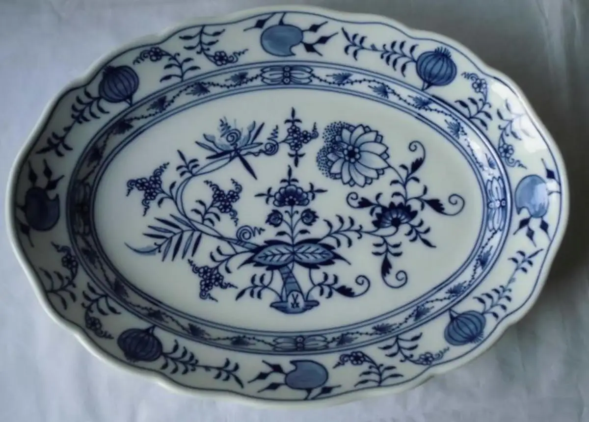Meissen Porzellan Zwiebelmuster schöne große Beilagenplatte 36 cm (117908) 0