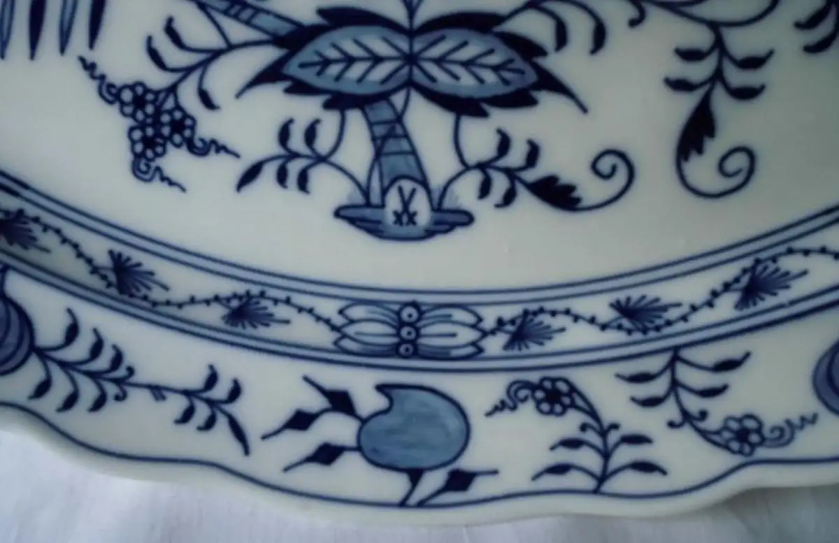 Meissen Porzellan Zwiebelmuster schöne große Beilagenplatte 36 cm (117908) 1
