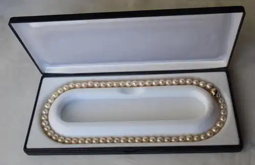14 Karat Goldverschluss Kette Perlenkette 89 Perlen Ø 6,4 mm Länge 62cm (140863)