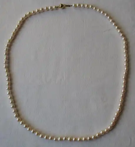 14 Karat Goldverschluss Kette Perlenkette 89 Perlen Ø 6,4 mm Länge 62cm (140863)