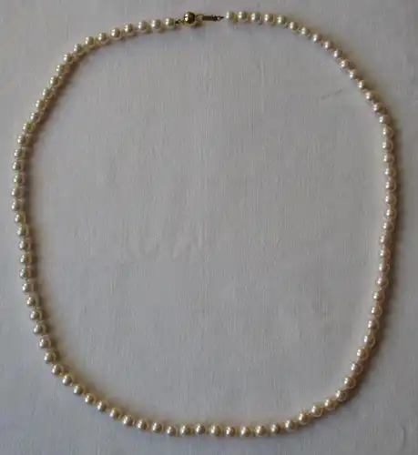 Chaîne de perles en or 14 carats Collier de perle 89 perles Ø 6,4 mm Longueur 62cm (140863)