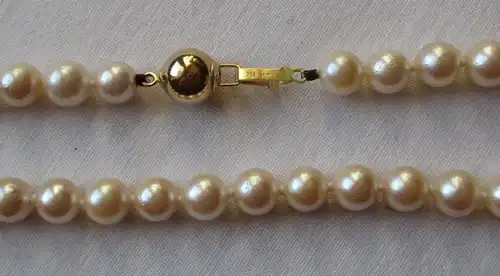 Chaîne de perles en or 14 carats Collier de perle 89 perles Ø 6,4 mm Longueur 62cm (140863)