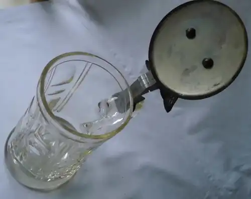 rare Réservation cruche en verre avec couvercle en étain chasseur régiment 1.guerre mondiale[120081]