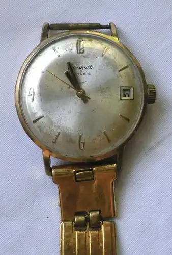 alte vergoldete Herren Armbanduhr Marke Glashütte Kaliber 69.1  (116669)