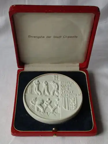 Porzellan Medaille Ehrengabe der Stadt Chemnitz - Alle Kraft dem Aufbau (134841)