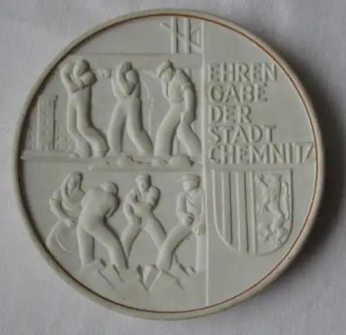 Médaille de porcelaine Don d'honneur à la ville de Chemnitz - Toute la force de la construction (134841)