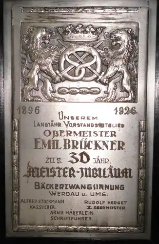 Métallurgie Boulanger 30 ans Maître Jubilé Werdau 1896-26 (108223)
