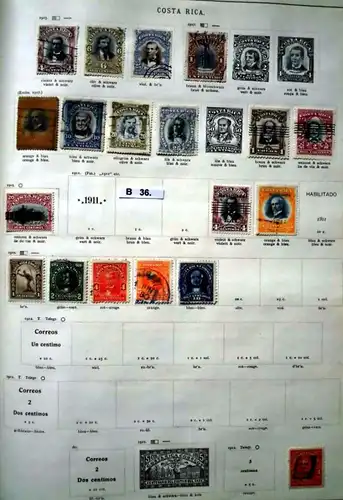 belle collection de timbres de haute qualité Costa Rica 1862 à 1923