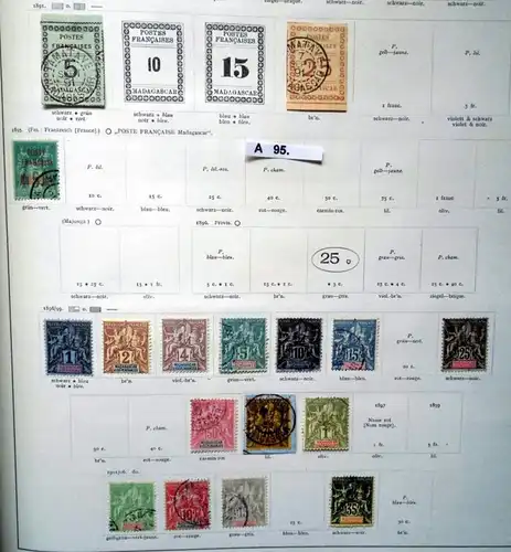 belle collection de timbres de haute qualité Madagascar possession française à partir de 1891