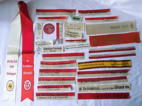 26 alte Vivat Bänder von Deutschen Turn- und Sportfesten 1899 bis 1933 (106340)